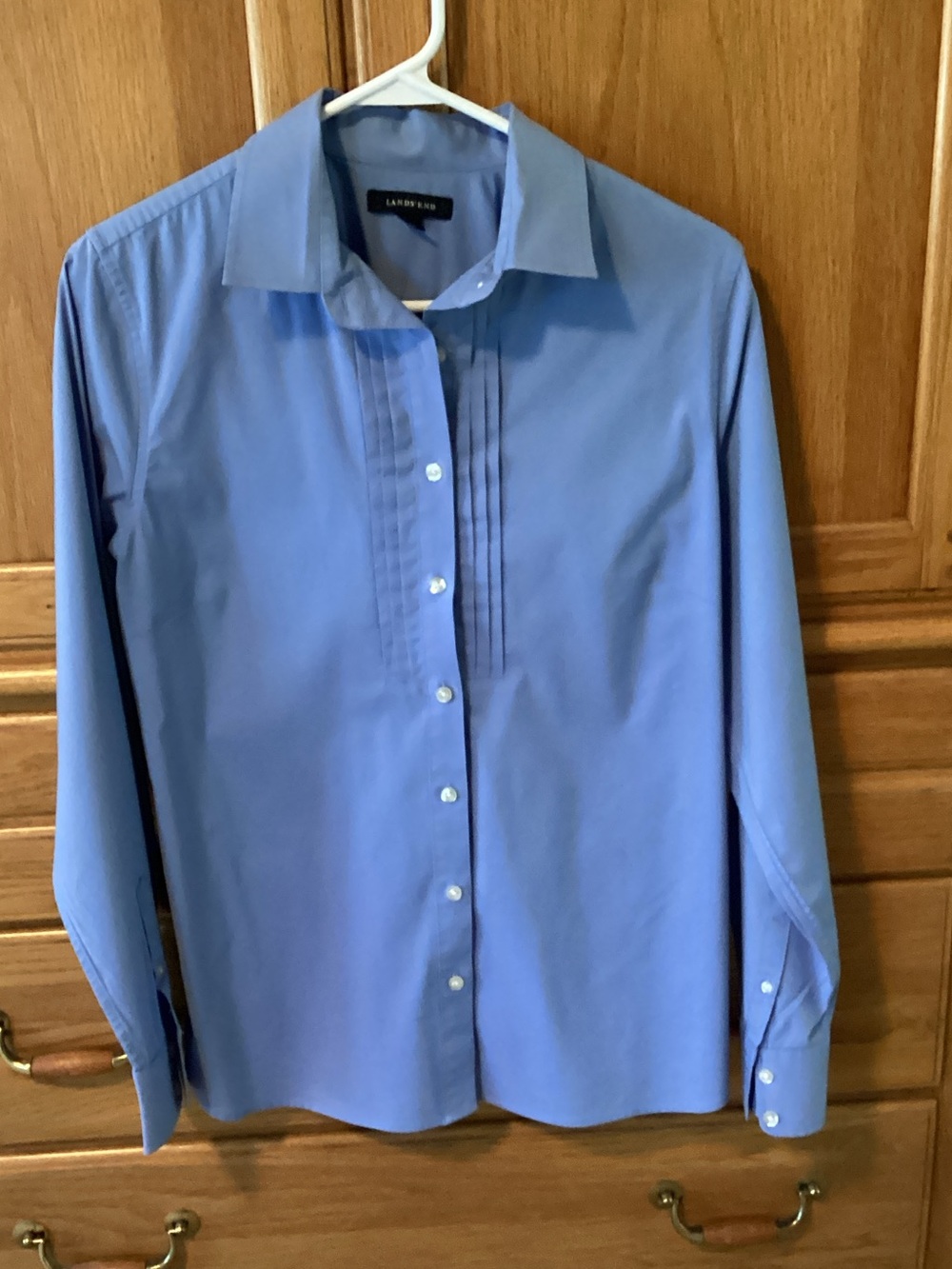 Lands' End Light Blue Pleated Front Women’s Dress Shirt